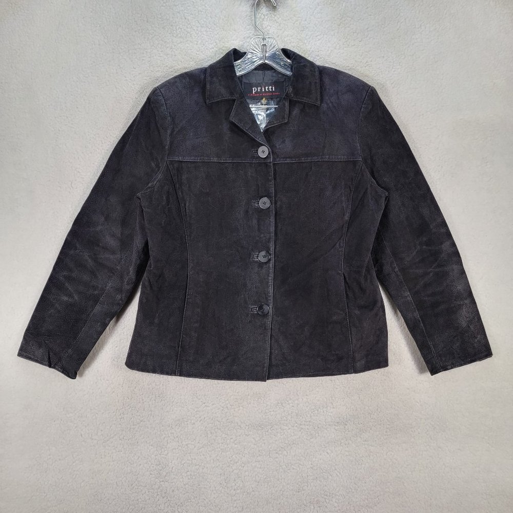Vintage 90s Deadstock Pritti Kristen Blake Black Suede Leather Jacket Coat